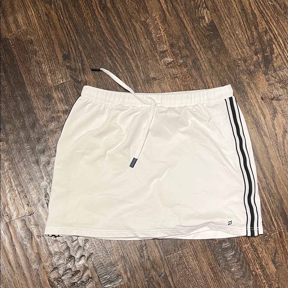 Varley White Mini Skirt with Black Stripes